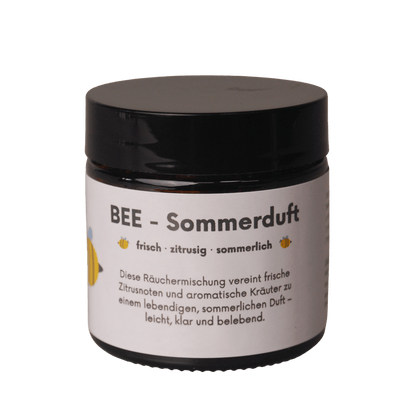 MAFUMO Räuchermischung BEE SOMMERDUFT – 60ml Glastiegel mit Kräutermischung für den Sommerduft auf der Terrasse