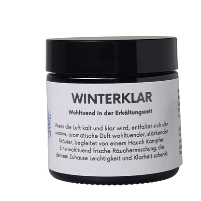 Räuchermischung WINTERKLAR - wohltuende Kräuter in der Erkältungszeit, zum Räuchern auf Sieb und Kohle geeignet, im Shop von MAFUMO