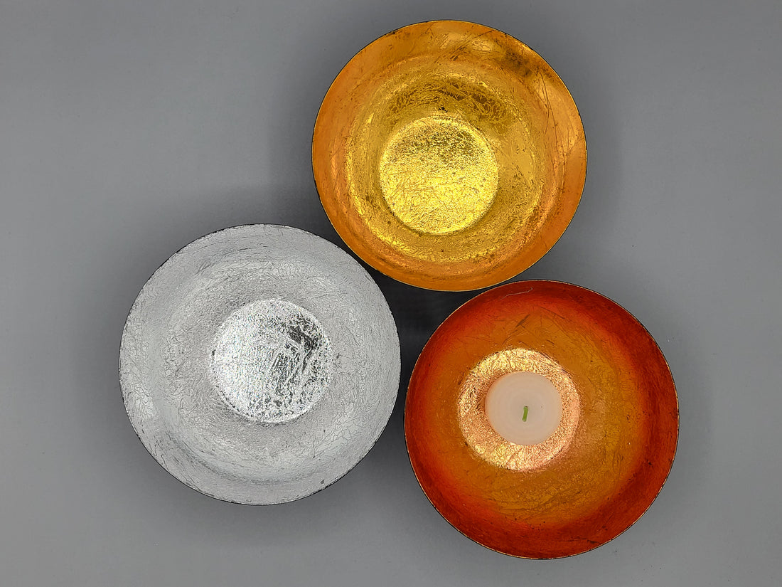 3er Set Windlichter aus Metall